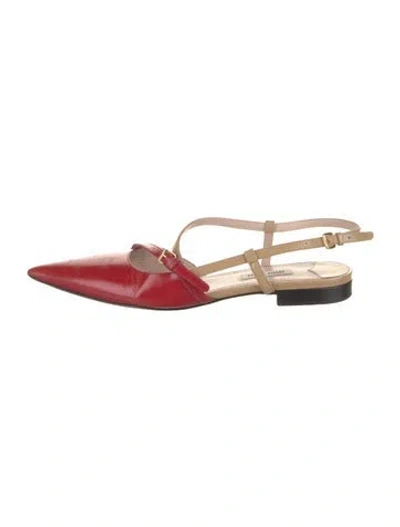 Pre-owned Miu Miu Patent Leather Colorblock Pattern Slingback Flats