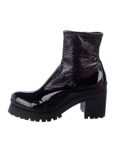 Pre-owned Miu Miu Patent Leather Combat Boots In Black
