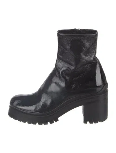 Pre-owned Miu Miu Patent Leather Combat Boots In Black
