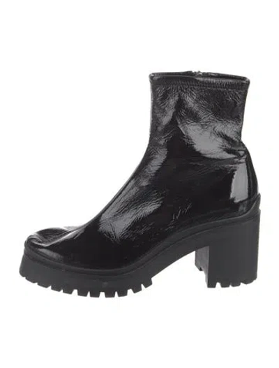 Pre-owned Miu Miu Patent Leather Combat Boots In Black