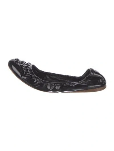 Pre-owned Miu Miu Patent Leather Crystal Embellishments Ballet Flats In Black