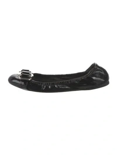 Pre-owned Miu Miu Patent Leather Crystal Embellishments Ballet Flats In Black