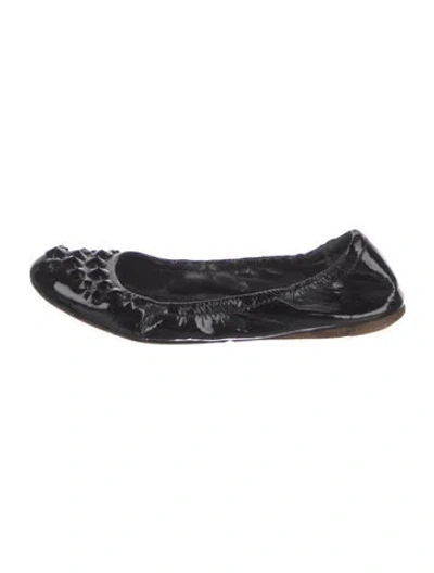 Pre-owned Miu Miu Patent Leather Crystal Embellishments Ballet Flats In Black
