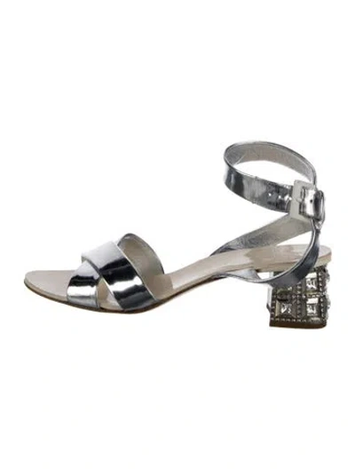 Pre-owned Miu Miu Patent Leather Crystal Embellishments Gladiator Sandals