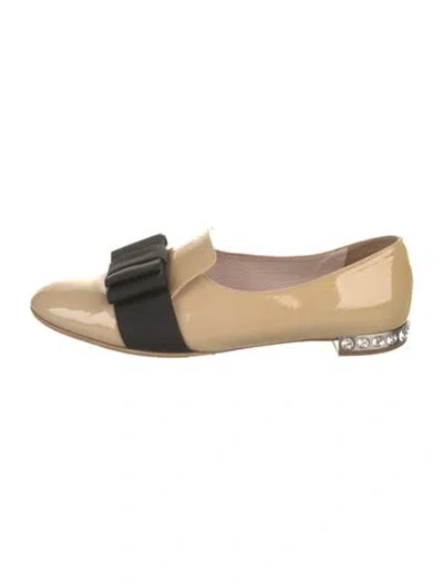 Pre-owned Miu Miu Patent Leather Crystal Embellishments Loafers
