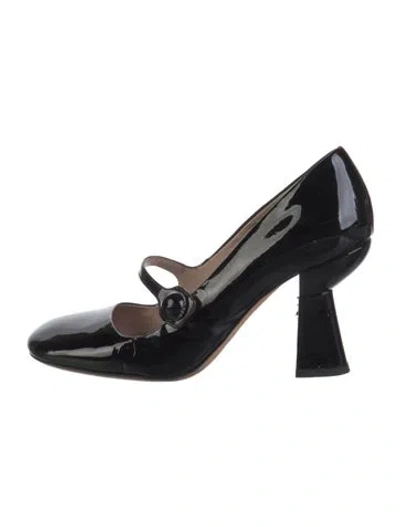 Pre-owned Miu Miu Patent Leather Crystal Embellishments Pumps In Black