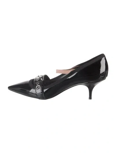Pre-owned Miu Miu Patent Leather Crystal Embellishments Pumps In Black
