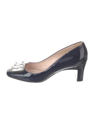 Pre-owned Miu Miu Patent Leather Crystal Embellishments Pumps In Blue