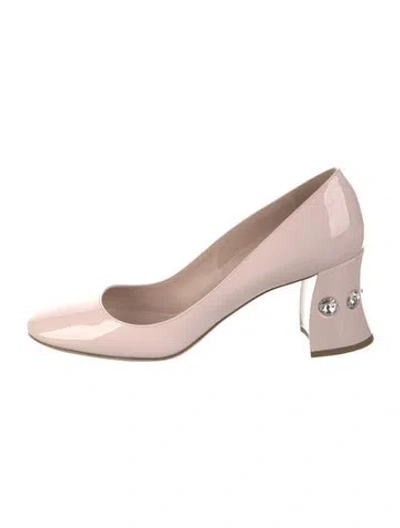 Pre-owned Miu Miu Patent Leather Crystal Embellishments Pumps In Pink