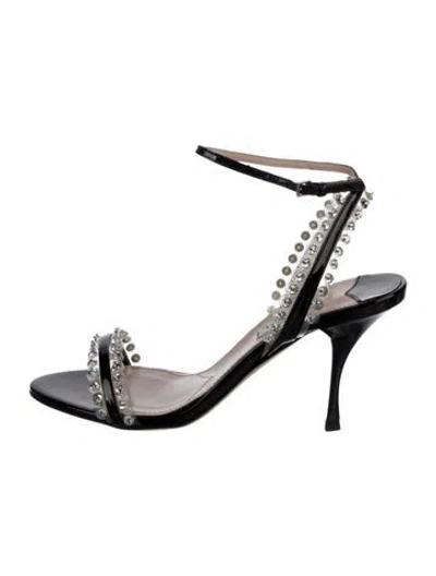 Pre-owned Miu Miu Patent Leather Crystal Embellishments Sandals