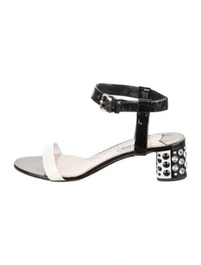 Pre-owned Miu Miu Patent Leather Crystal Embellishments Sandals In Multi