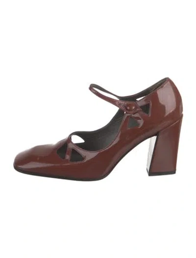 Pre-owned Miu Miu Patent Leather Cutout Accent Pumps In Brown
