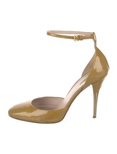 Pre-owned Miu Miu Patent Leather D'orsay Pumps In Neutral