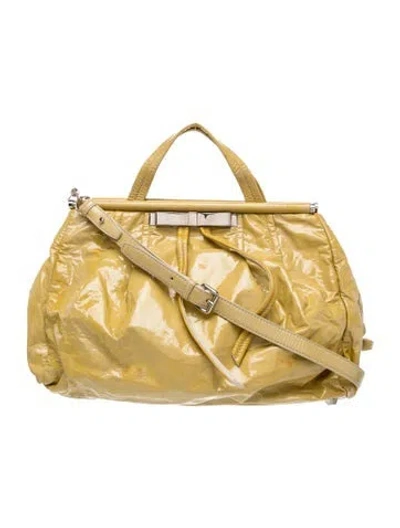 Pre-owned Miu Miu Patent Leather Enamel 2-way Shoulder Bag In Yellow