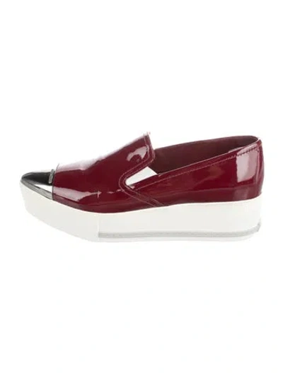 Pre-owned Miu Miu Patent Leather Flats In Burgundy