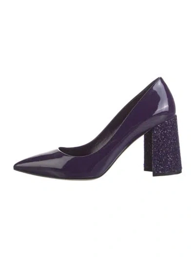 Pre-owned Miu Miu Patent Leather Glitter Accents Pumps In Purple