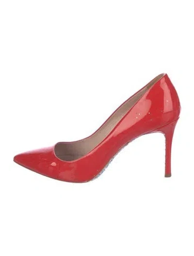 Pre-owned Miu Miu Patent Leather Glitter Accents Pumps In Red