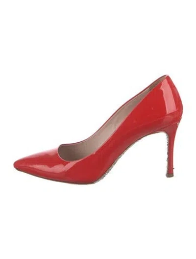 Pre-owned Miu Miu Patent Leather Glitter Accents Pumps In Red