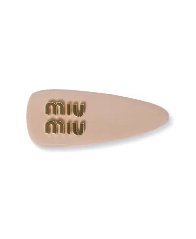 Miu Miu Patent Leather Hair Clip, 2.36 In Pink