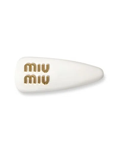 Miu Miu Patent Leather Hair Clip, 3.14 In White