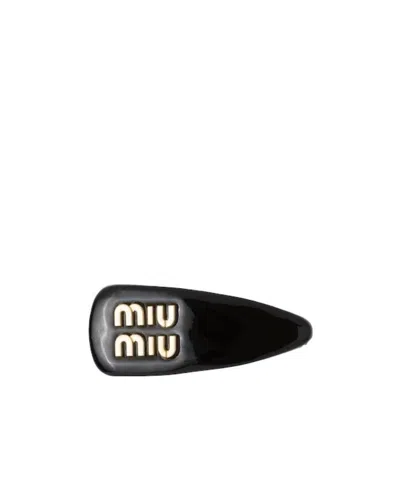 Miu Miu Patent-leather Hair Clip In Black