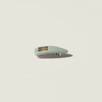 Miu Miu Patent Leather Hair Clip In Green