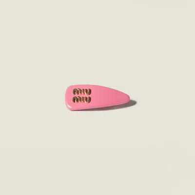 Miu Miu Patent Leather Hair Clip In Pink