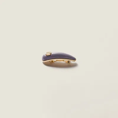 Miu Miu Patent Leather Hair Clip In Gold