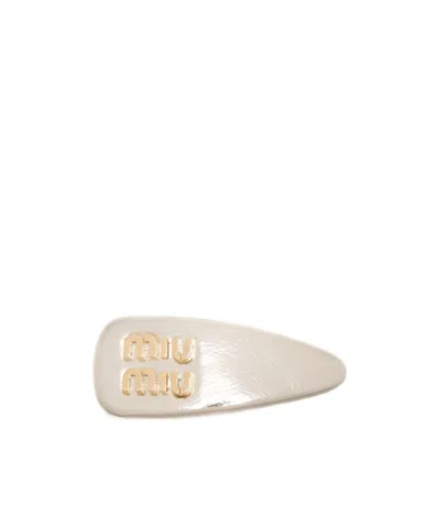 Miu Miu Patent Leather Hair Clip In Yellow