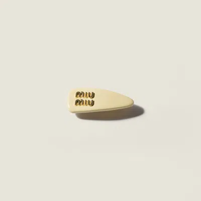 Miu Miu Patent Leather Hair Clip In Yellow