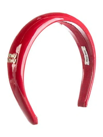 Pre-owned Miu Miu Patent Leather Headband In Red