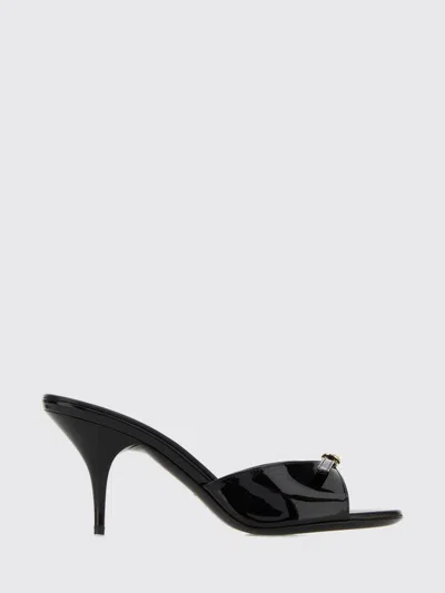 Miu Miu Leather Flat Sandals With 8 Cm Heel In Black