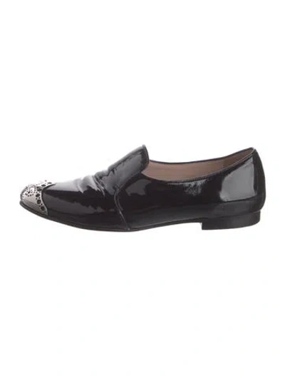 Pre-owned Miu Miu Patent Leather Loafers In Black