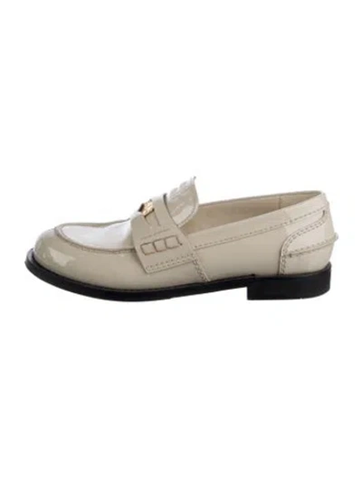 Pre-owned Miu Miu Patent Leather Loafers In Neutral