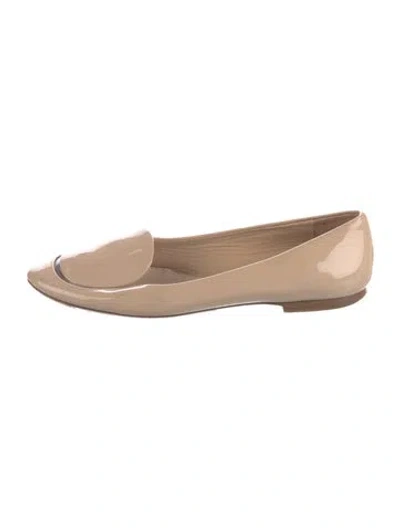 Pre-owned Miu Miu Patent Leather Loafers In Neutral