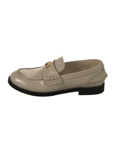 Pre-owned Miu Miu Patent Leather Loafers In Neutral