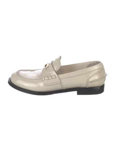 Pre-owned Miu Miu Patent Leather Loafers In Neutral