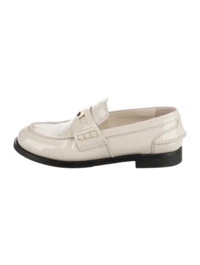 Pre-owned Miu Miu Patent Leather Loafers In Neutral