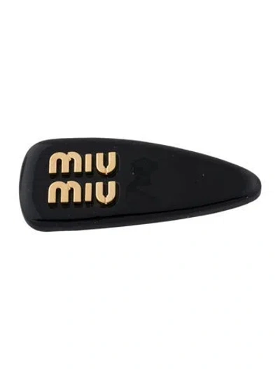 Pre-owned Miu Miu Patent Leather Logo Hair Clip In Black