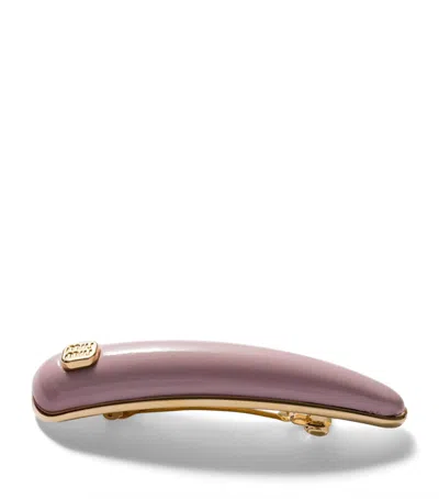 Miu Miu Patent Leather Logo Hair Clip In Multi