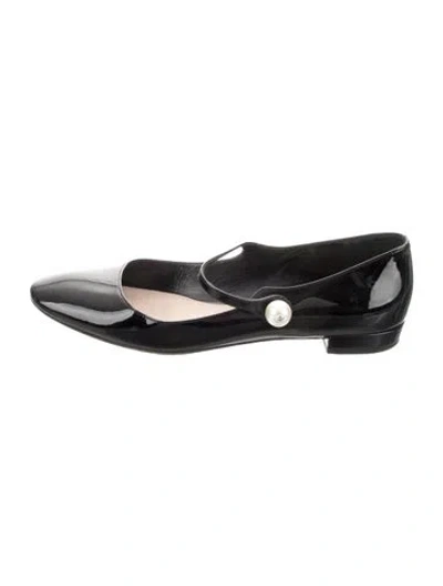 Pre-owned Miu Miu Patent Leather Mary Jane Flats In Black