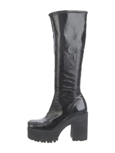 Pre-owned Miu Miu Patent Leather Moto Boots In Multicolor
