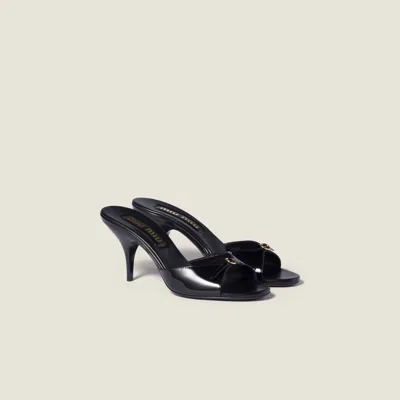 Miu Miu Patent Leather Mules With Buckle In Black