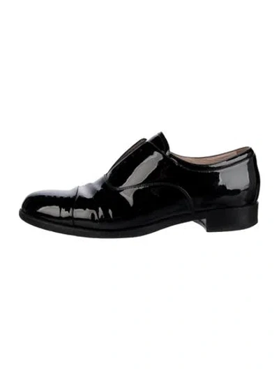 Pre-owned Miu Miu Patent Leather Oxfords In Black