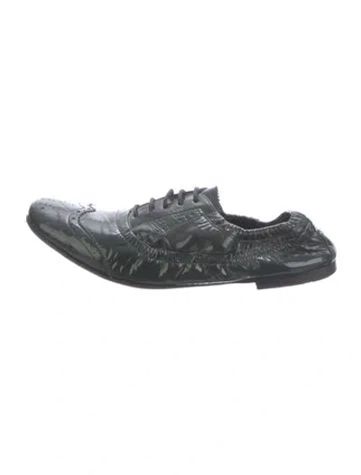 Pre-owned Miu Miu Patent Leather Oxfords In Green