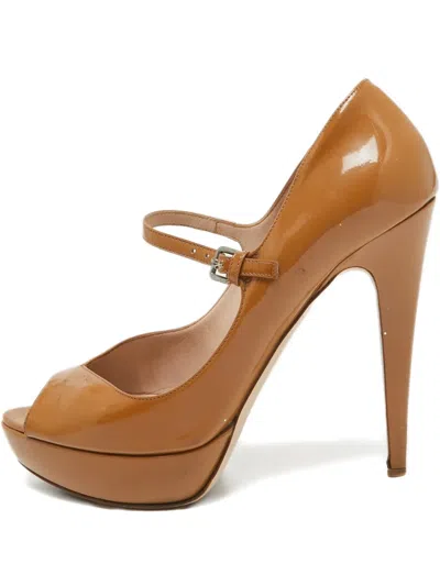 Pre-owned Miu Miu Patent Leather Peep Toe Pumps