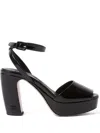 Miu Miu Suede Crisscross Platform Sandals In Black