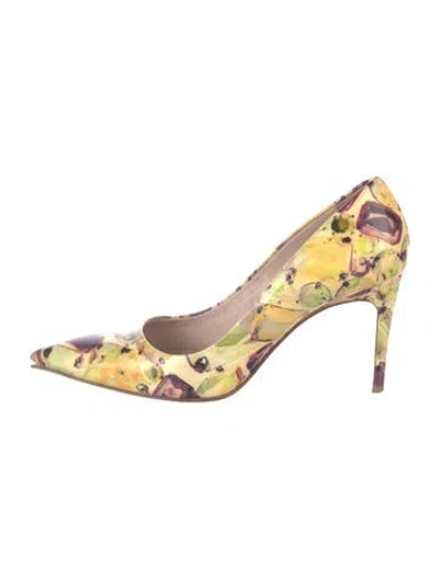 Pre-owned Miu Miu Patent Leather Printed Pumps In Yellow