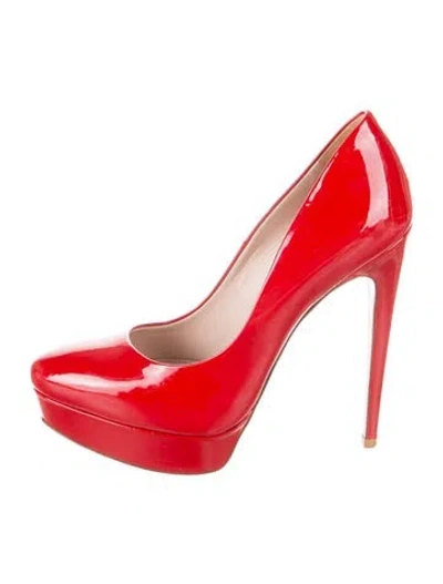 Pre-owned Miu Miu Patent Leather Pumps In Red
