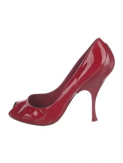 Pre-owned Miu Miu Patent Leather Pumps In Red